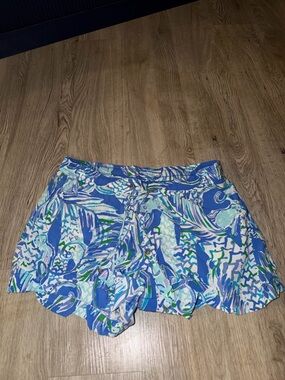 Lilly Pulitzer Blue Aqua Green Floral Print Shorts